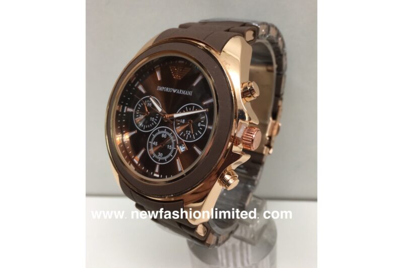 brown strap gold watch