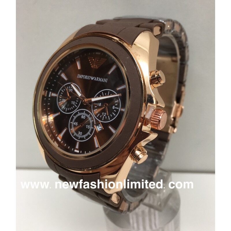brown strap gold watch