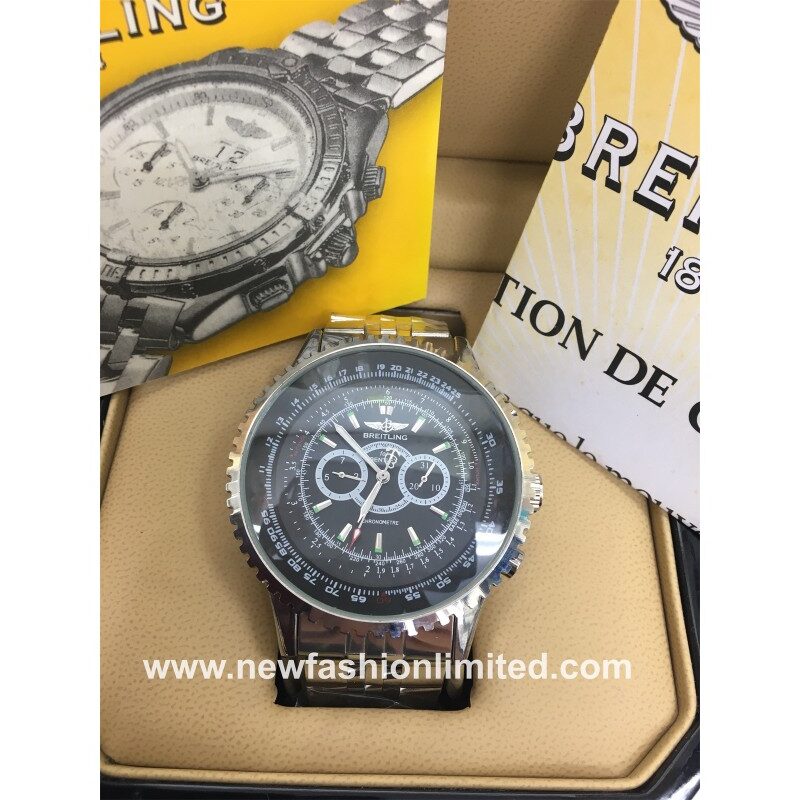 silver black replica watch