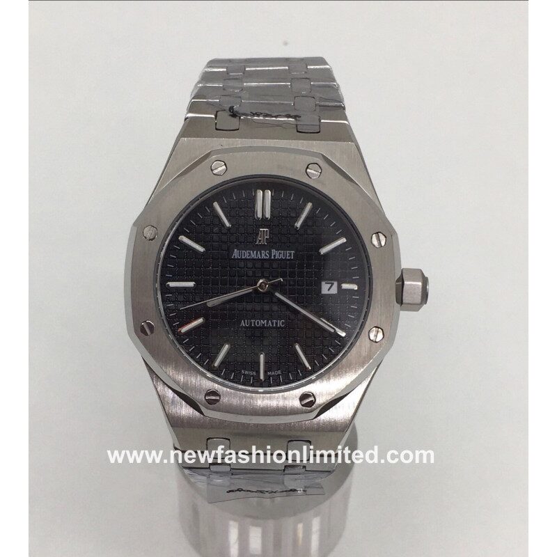 Silver Black Dial Luxury Watch