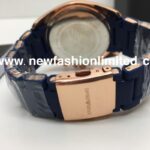 navy and rose gold watch