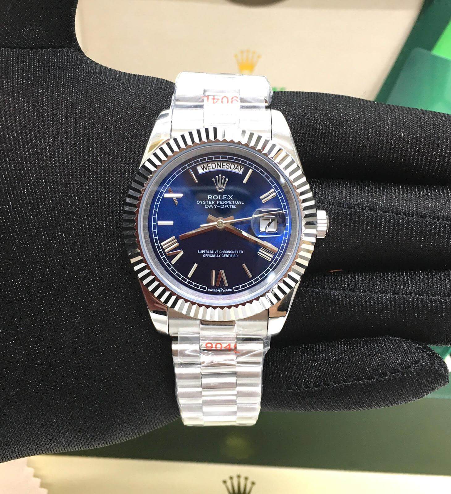 Rolex Day Date Blue Dial Replica Men's Watch UK - Image 3