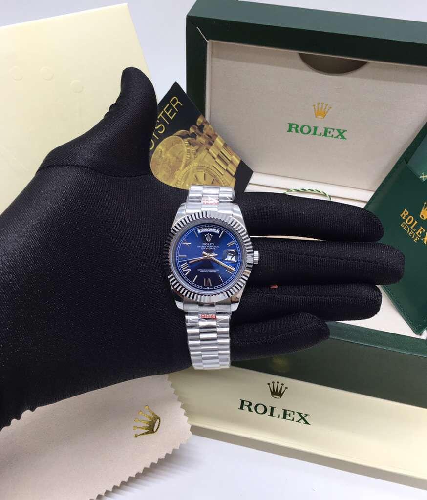 Rolex Day Date Blue Dial Replica Men's Watch UK - Image 2