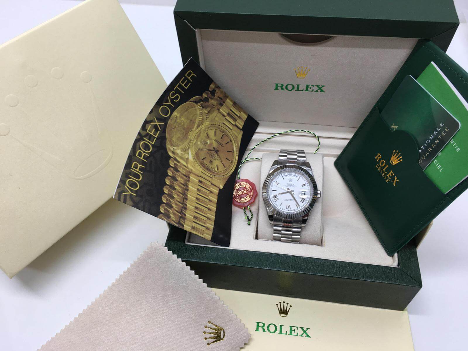 Rolex Day Date White Oyster Perpetual Watch UK - Image 2