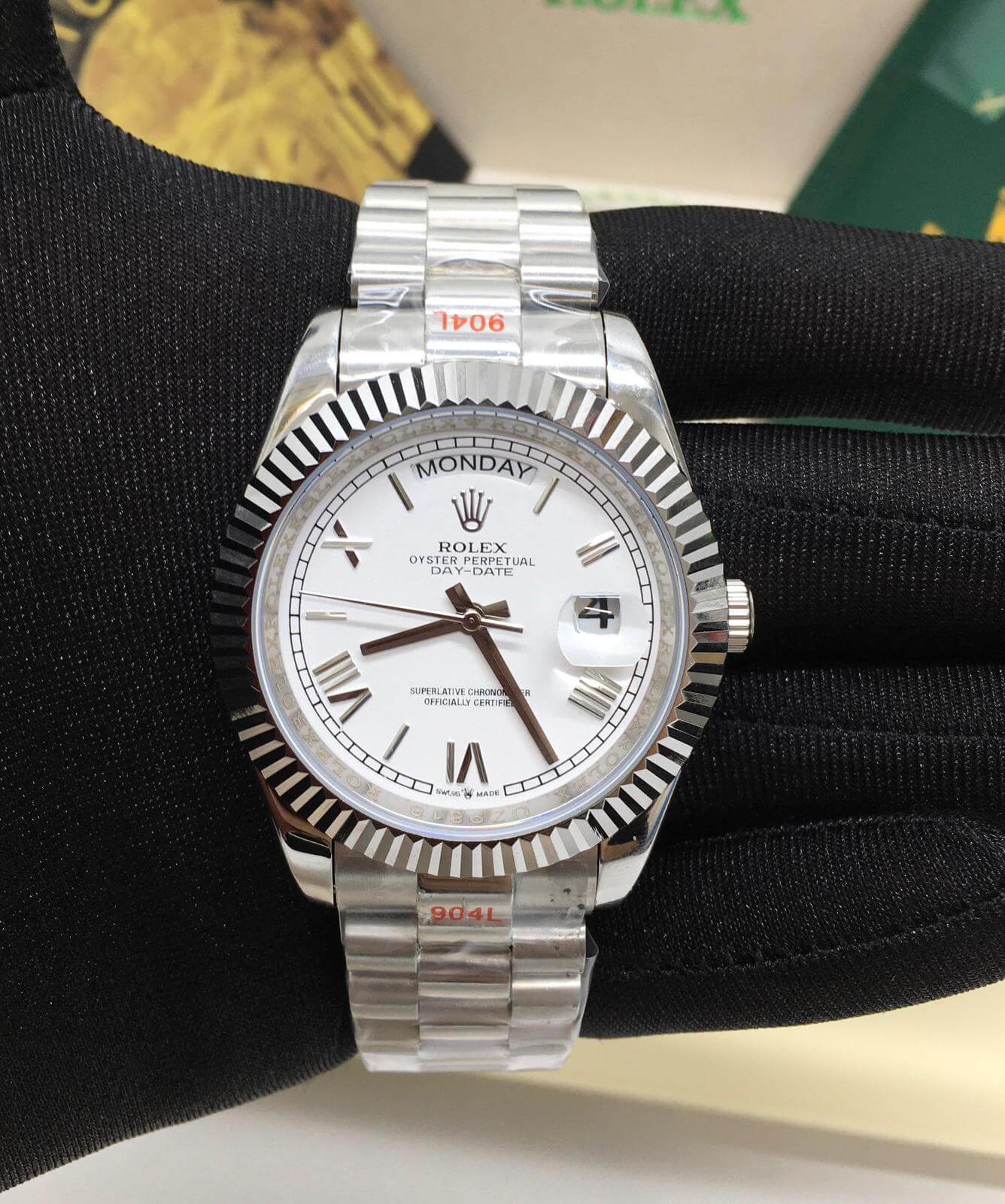 Rolex Day Date White Oyster Perpetual Watch UK - Image 3